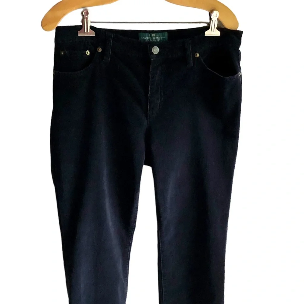 Lauren Ralph Lauren Fine Wale Corduroy Pants. Classic Straight. Black. Size 10 - Picture 11 of 12